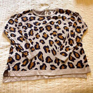 H&M - Oversized Leopard Print Cotton Sweater - Size L